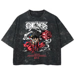 Playera streetwear premium de anime y gaming ExtraLife MX, corte boxy deluxe mineral wash heavyweight en color Acid Wash, moda urbana mexicana de culto.