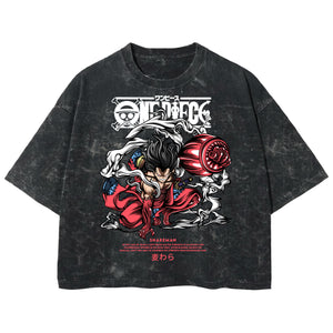 Playera streetwear premium de anime y gaming ExtraLife MX, corte boxy deluxe mineral wash heavyweight en color Acid Wash, moda urbana mexicana de culto.