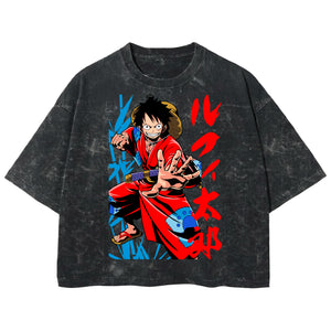 Playera streetwear premium de anime y gaming ExtraLife MX, corte boxy deluxe mineral wash heavyweight en color Acid Wash, moda urbana mexicana de culto.