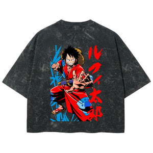 Playera streetwear premium de anime y gaming ExtraLife MX, corte boxy deluxe mineral wash heavyweight en color Acid Wash, moda urbana mexicana de culto.