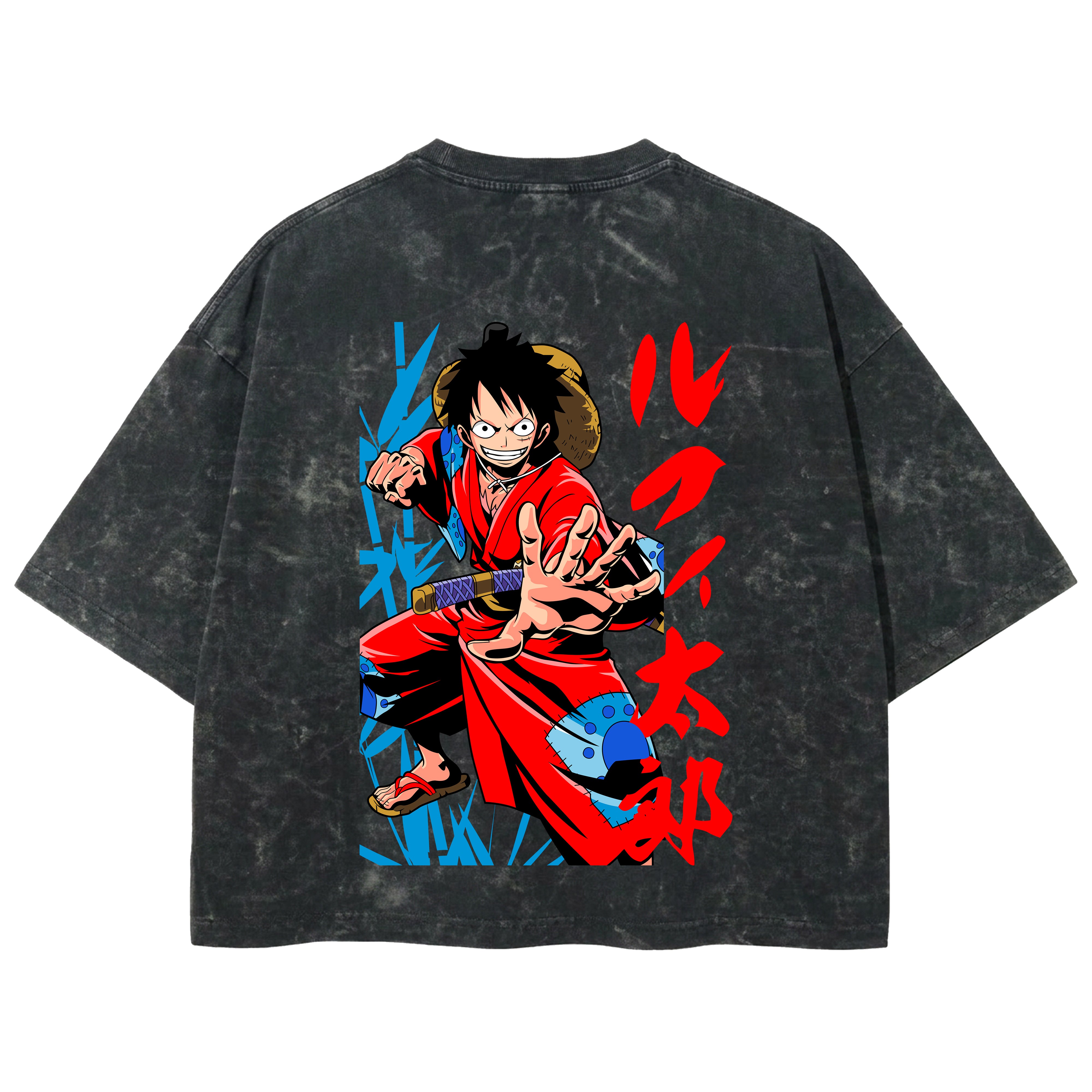 Playera streetwear premium de anime y gaming ExtraLife MX, corte boxy deluxe mineral wash heavyweight en color Acid Wash, moda urbana mexicana de culto.