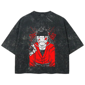 Playera streetwear premium de anime y gaming ExtraLife MX, corte boxy deluxe mineral wash heavyweight en color Acid Wash, moda urbana mexicana de culto.