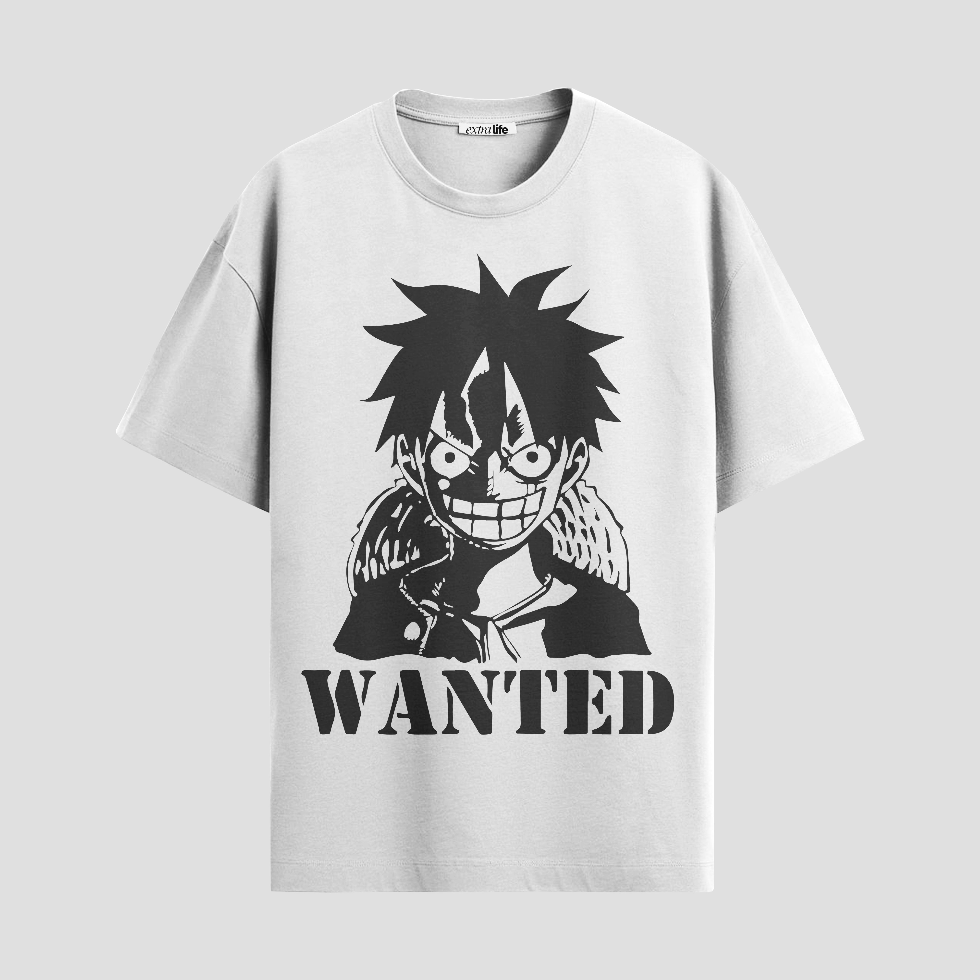 Playera urbana de anime y gaming ExtraLife MX, corte Standard Fit unisex ligero y transpirable en color Deep Black y Pure White, ropa de uso diario para gym y casual.