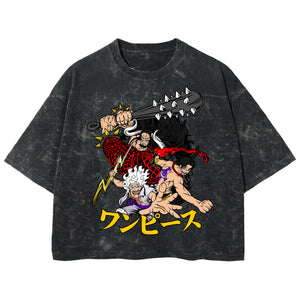 Playera streetwear premium de anime y gaming ExtraLife MX, corte boxy deluxe mineral wash heavyweight en color Acid Wash, moda urbana mexicana de culto.