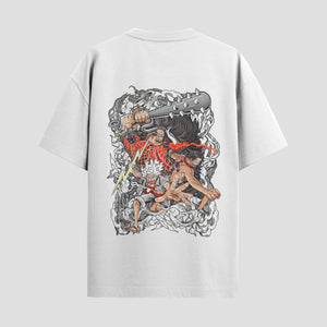 Playera urbana de anime y gaming ExtraLife MX, corte Standard Fit unisex ligero y transpirable en color Deep Black y Pure White, ropa de uso diario para gym y casual.