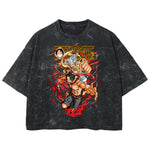 Playera streetwear premium de anime y gaming ExtraLife MX, corte boxy deluxe mineral wash heavyweight en color Acid Wash, moda urbana mexicana de culto.