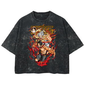 Playera streetwear premium de anime y gaming ExtraLife MX, corte boxy deluxe mineral wash heavyweight en color Acid Wash, moda urbana mexicana de culto.
