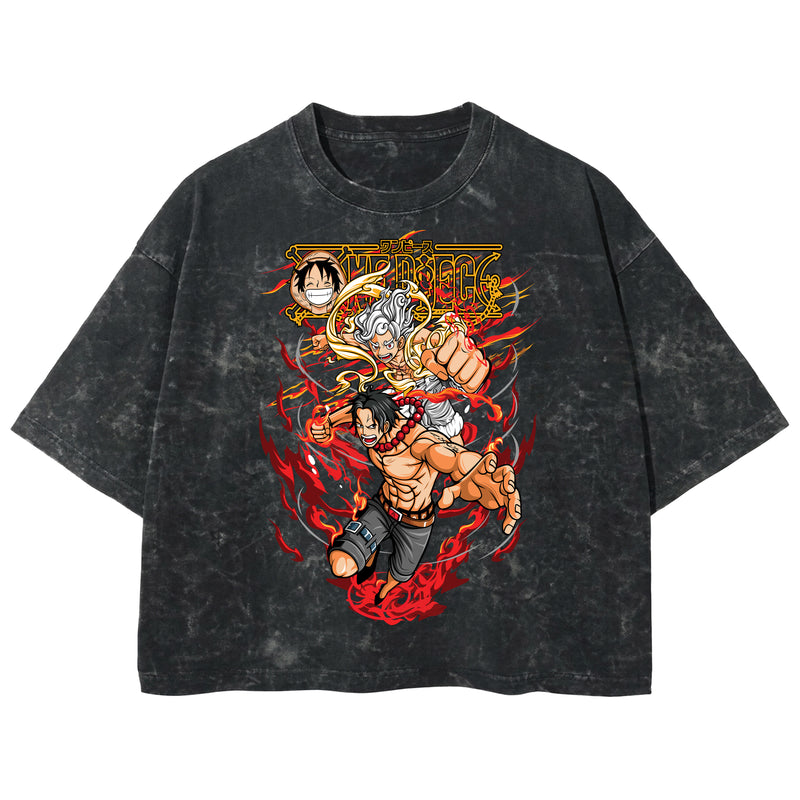Playera streetwear premium de anime y gaming ExtraLife MX, corte boxy deluxe mineral wash heavyweight en color Acid Wash, moda urbana mexicana de culto.