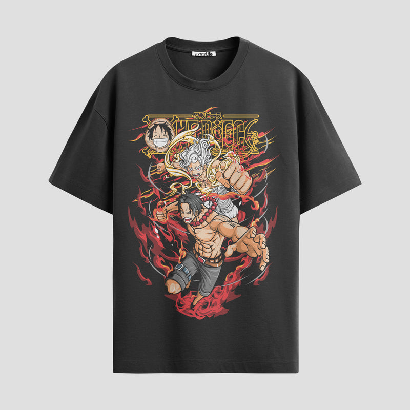 Playera urbana de anime y gaming ExtraLife MX, corte Standard Fit unisex ligero y transpirable en color Deep Black y Pure White, ropa de uso diario para gym y casual.