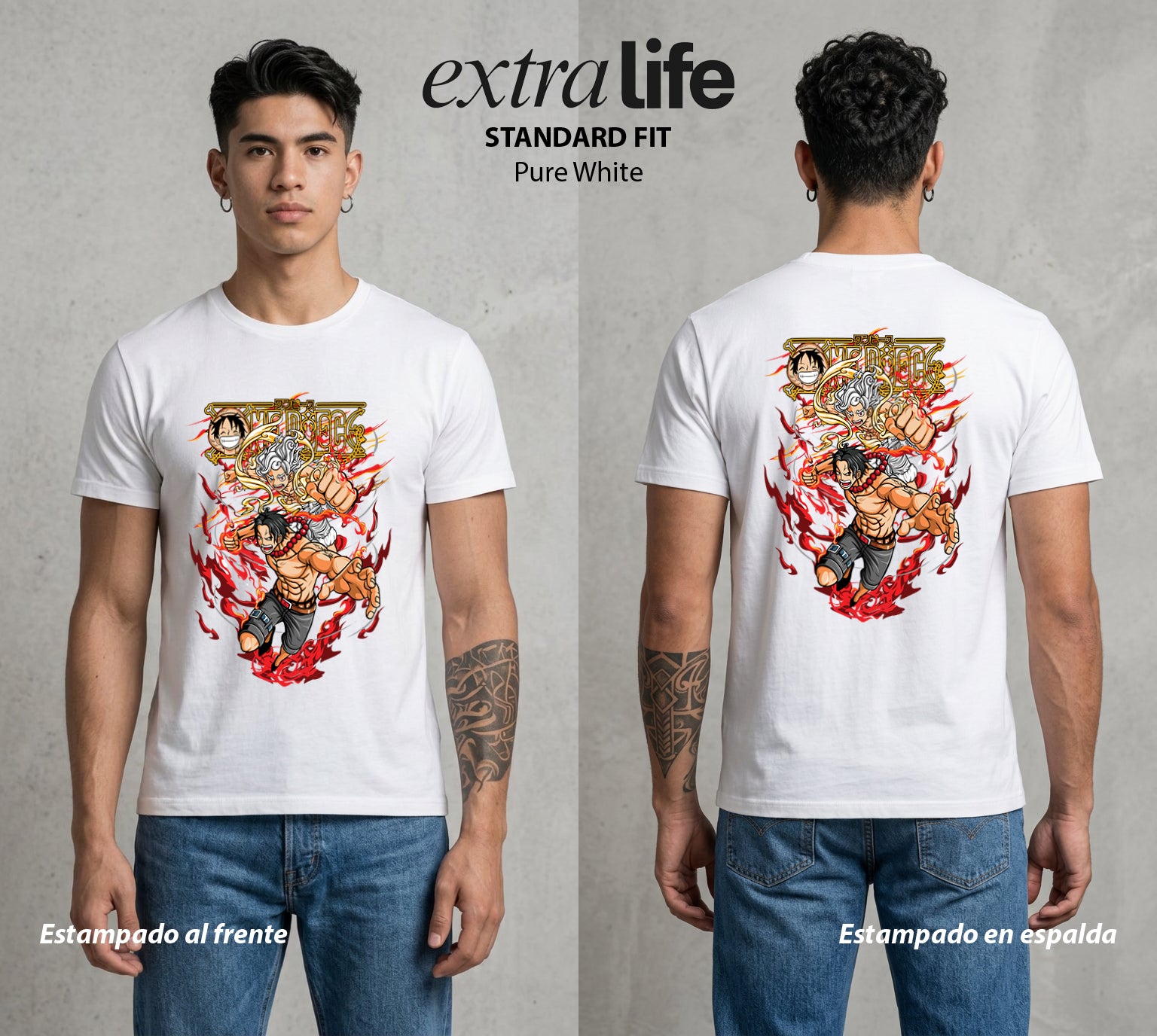 Mar de los Piratas | Hermano de Goma #03222 - Playera Standard Fit | Pure White - Foto en modelo