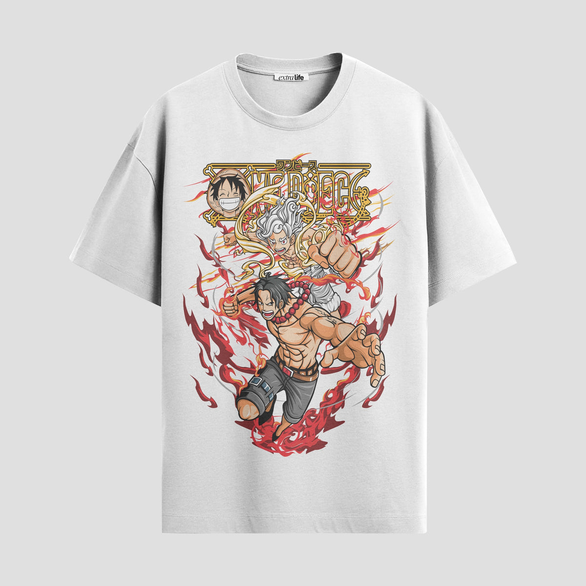 Playera urbana de anime y gaming ExtraLife MX, corte Classic Premium unisex ligero y transpirable en color Deep Black y Pure White, ropa de uso diario para gym y casual.