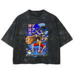 Playera streetwear premium de anime y gaming ExtraLife MX, corte boxy deluxe mineral wash heavyweight en color Acid Wash, moda urbana mexicana de culto.