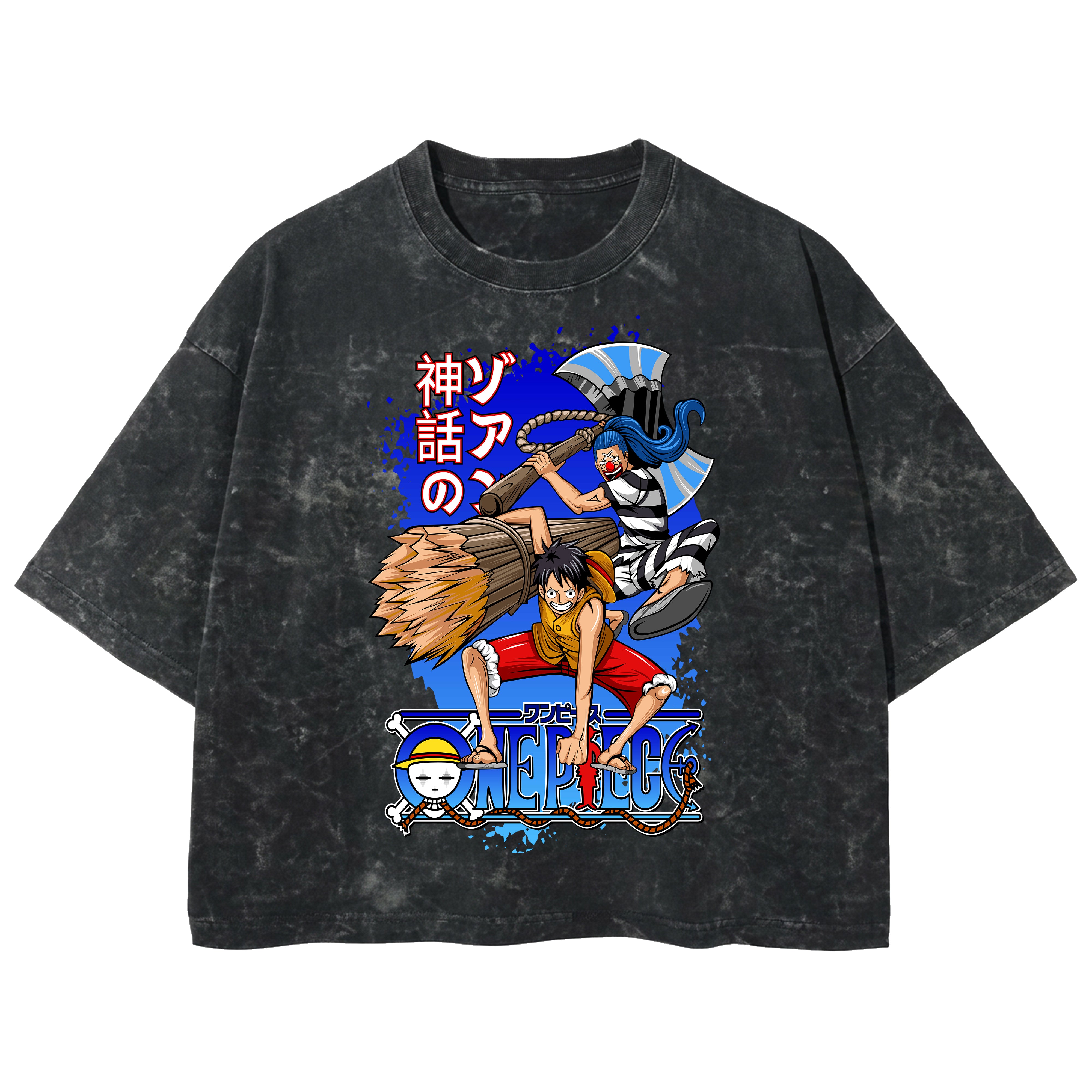 Playera streetwear premium de anime y gaming ExtraLife MX, corte boxy deluxe mineral wash heavyweight en color Acid Wash, moda urbana mexicana de culto.