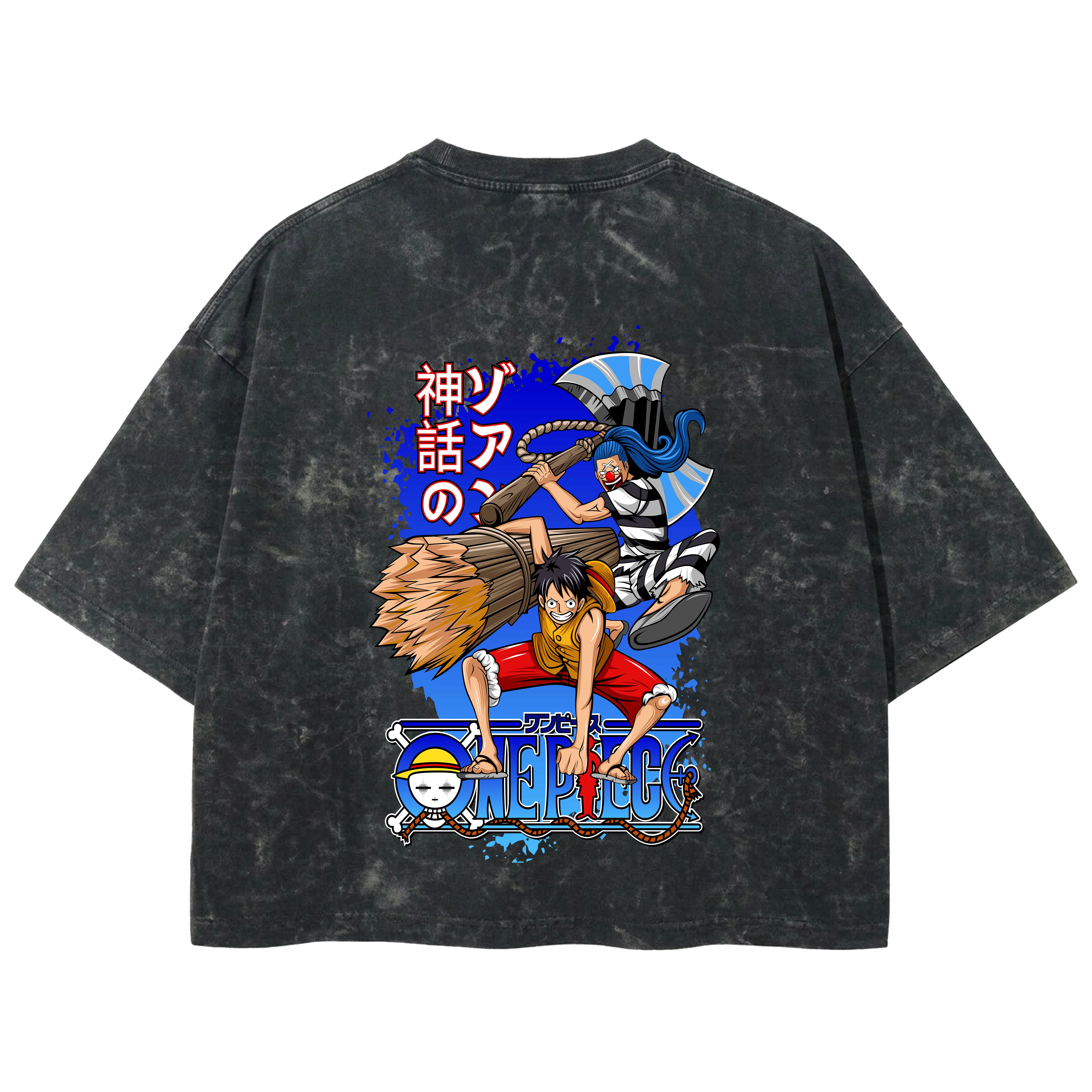 Playera streetwear premium de anime y gaming ExtraLife MX, corte boxy deluxe mineral wash heavyweight en color Acid Wash, moda urbana mexicana de culto.