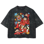 Playera streetwear premium de anime y gaming ExtraLife MX, corte boxy deluxe mineral wash heavyweight en color Acid Wash, moda urbana mexicana de culto.