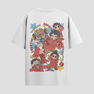 Playera urbana de anime y gaming ExtraLife MX, corte Standard Fit unisex ligero y transpirable en color Deep Black y Pure White, ropa de uso diario para gym y casual.