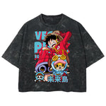Playera streetwear premium de anime y gaming ExtraLife MX, corte boxy deluxe mineral wash heavyweight en color Acid Wash, moda urbana mexicana de culto.