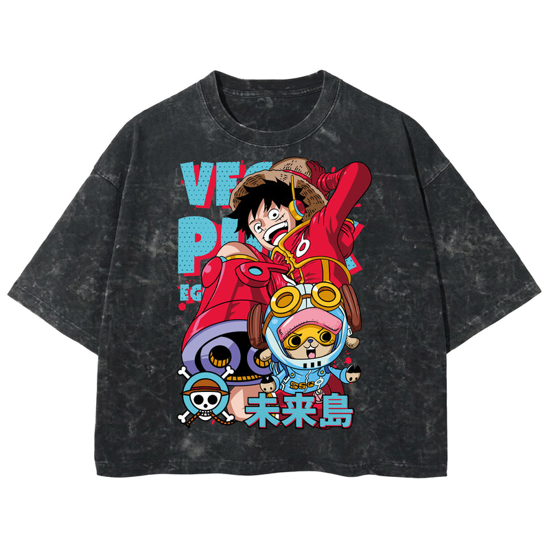 Playera streetwear premium de anime y gaming ExtraLife MX, corte boxy deluxe mineral wash heavyweight en color Acid Wash, moda urbana mexicana de culto.