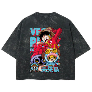 Playera streetwear premium de anime y gaming ExtraLife MX, corte boxy deluxe mineral wash heavyweight en color Acid Wash, moda urbana mexicana de culto.