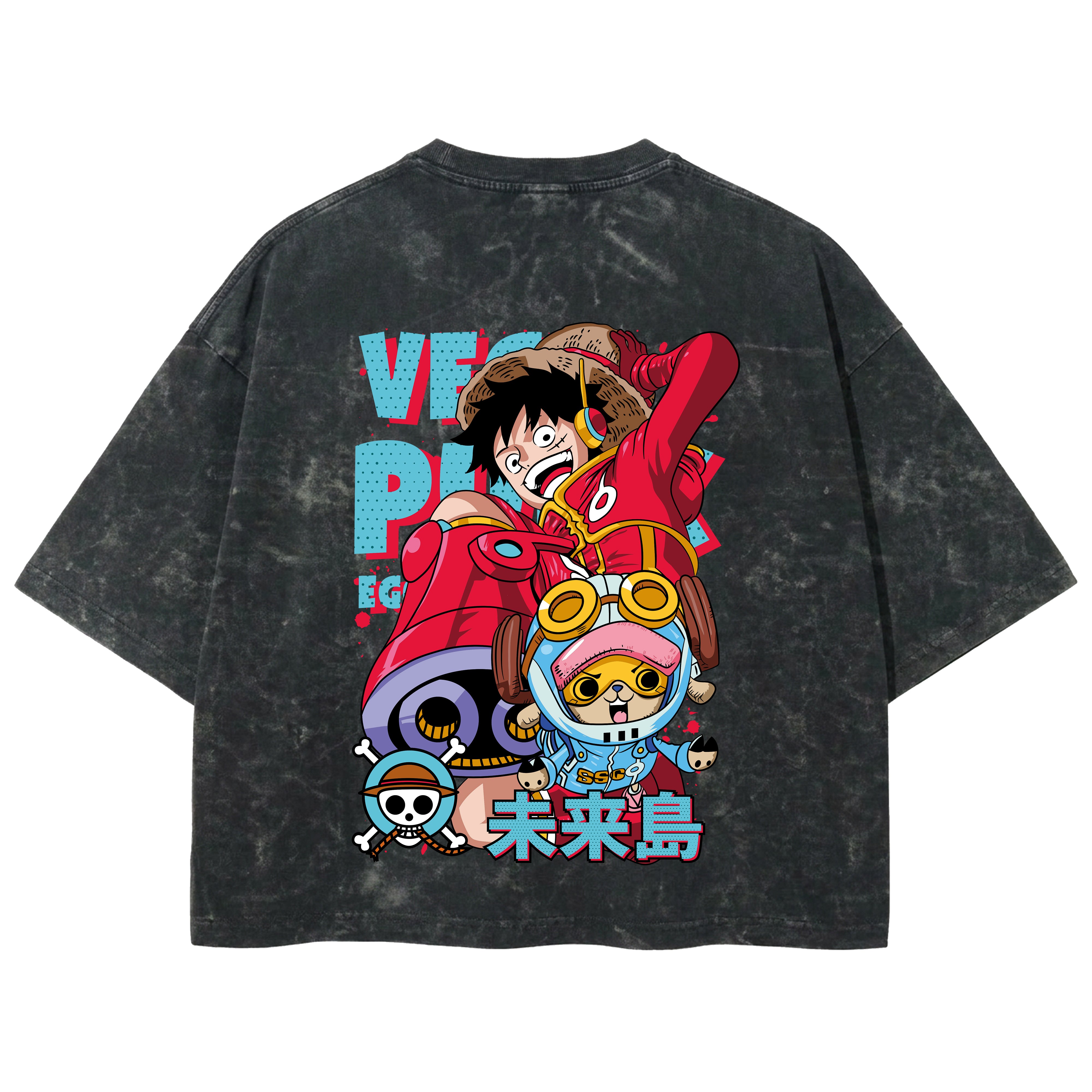 Playera streetwear premium de anime y gaming ExtraLife MX, corte boxy deluxe mineral wash heavyweight en color Acid Wash, moda urbana mexicana de culto.