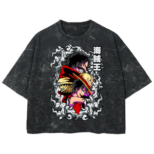 Playera streetwear premium de anime y gaming ExtraLife MX, corte boxy deluxe mineral wash heavyweight en color Acid Wash, moda urbana mexicana de culto.