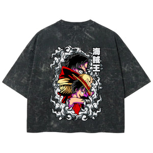 Playera streetwear premium de anime y gaming ExtraLife MX, corte boxy deluxe mineral wash heavyweight en color Acid Wash, moda urbana mexicana de culto.
