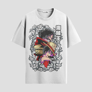 Playera urbana de anime y gaming ExtraLife MX, corte Standard Fit unisex ligero y transpirable en color Deep Black y Pure White, ropa de uso diario para gym y casual.