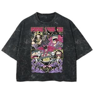 Playera streetwear premium de anime y gaming ExtraLife MX, corte boxy deluxe mineral wash heavyweight en color Acid Wash, moda urbana mexicana de culto.