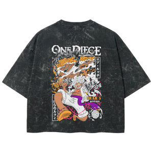 Playera streetwear premium de anime y gaming ExtraLife MX, corte boxy deluxe mineral wash heavyweight en color Acid Wash, moda urbana mexicana de culto.