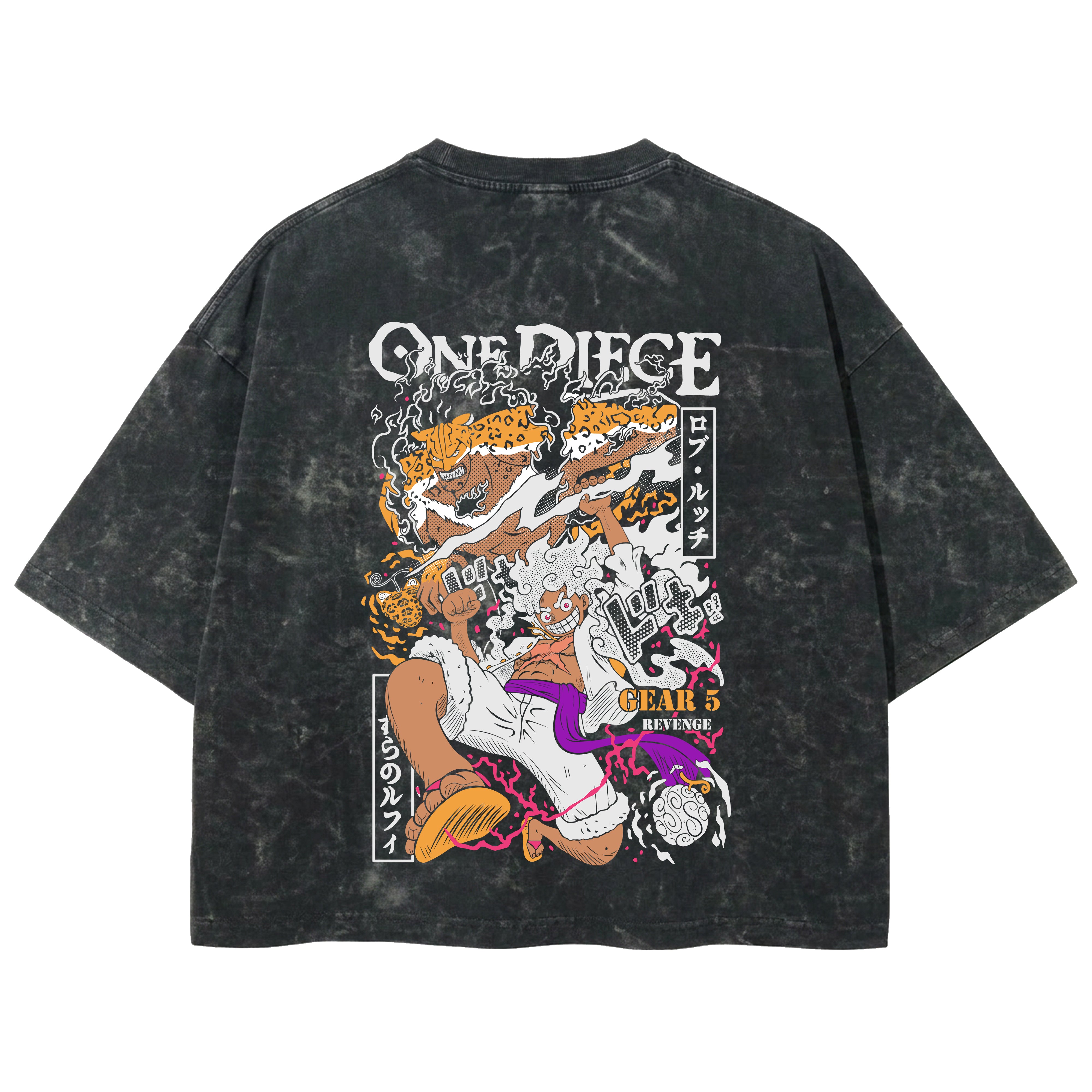 Playera streetwear premium de anime y gaming ExtraLife MX, corte boxy deluxe mineral wash heavyweight en color Acid Wash, moda urbana mexicana de culto.