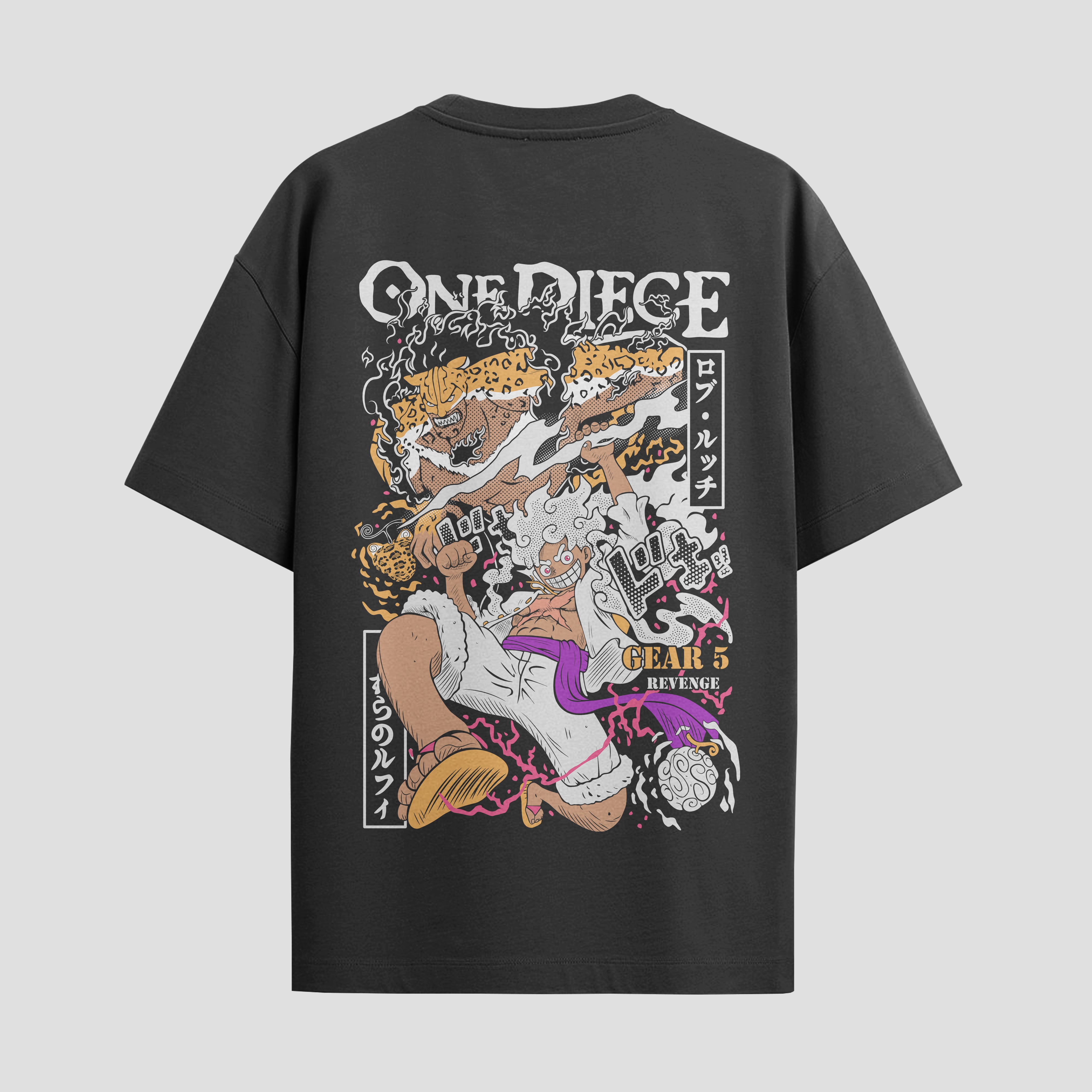 Playera urbana de anime y gaming ExtraLife MX, corte Standard Fit unisex ligero y transpirable en color Deep Black y Pure White, ropa de uso diario para gym y casual.
