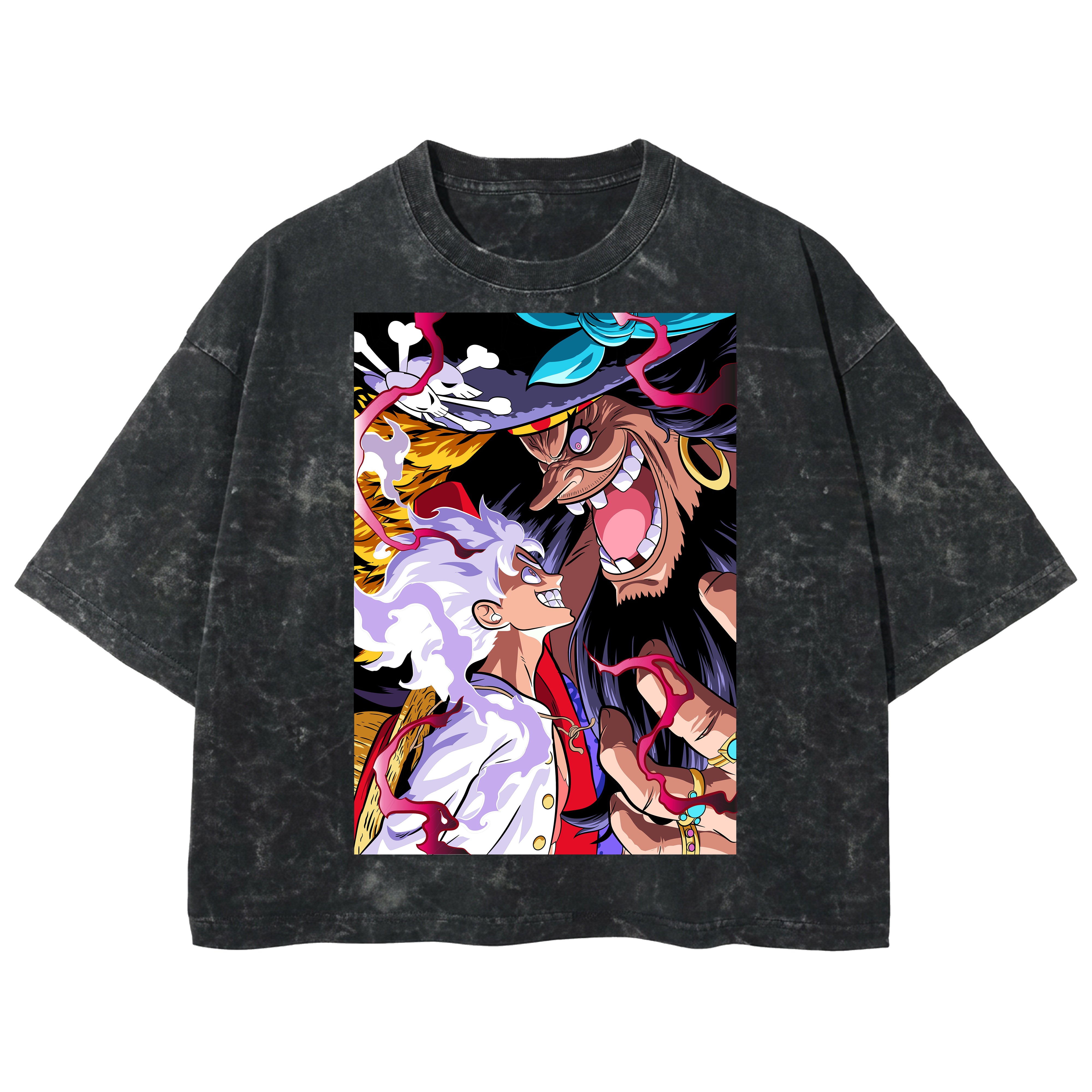 Playera streetwear premium de anime y gaming ExtraLife MX, corte boxy deluxe mineral wash heavyweight en color Acid Wash, moda urbana mexicana de culto.