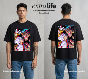 Mar de los Piratas | Capitan de Goma #03231 - Playera Oversized Premium | Deep Black - Foto en modelo