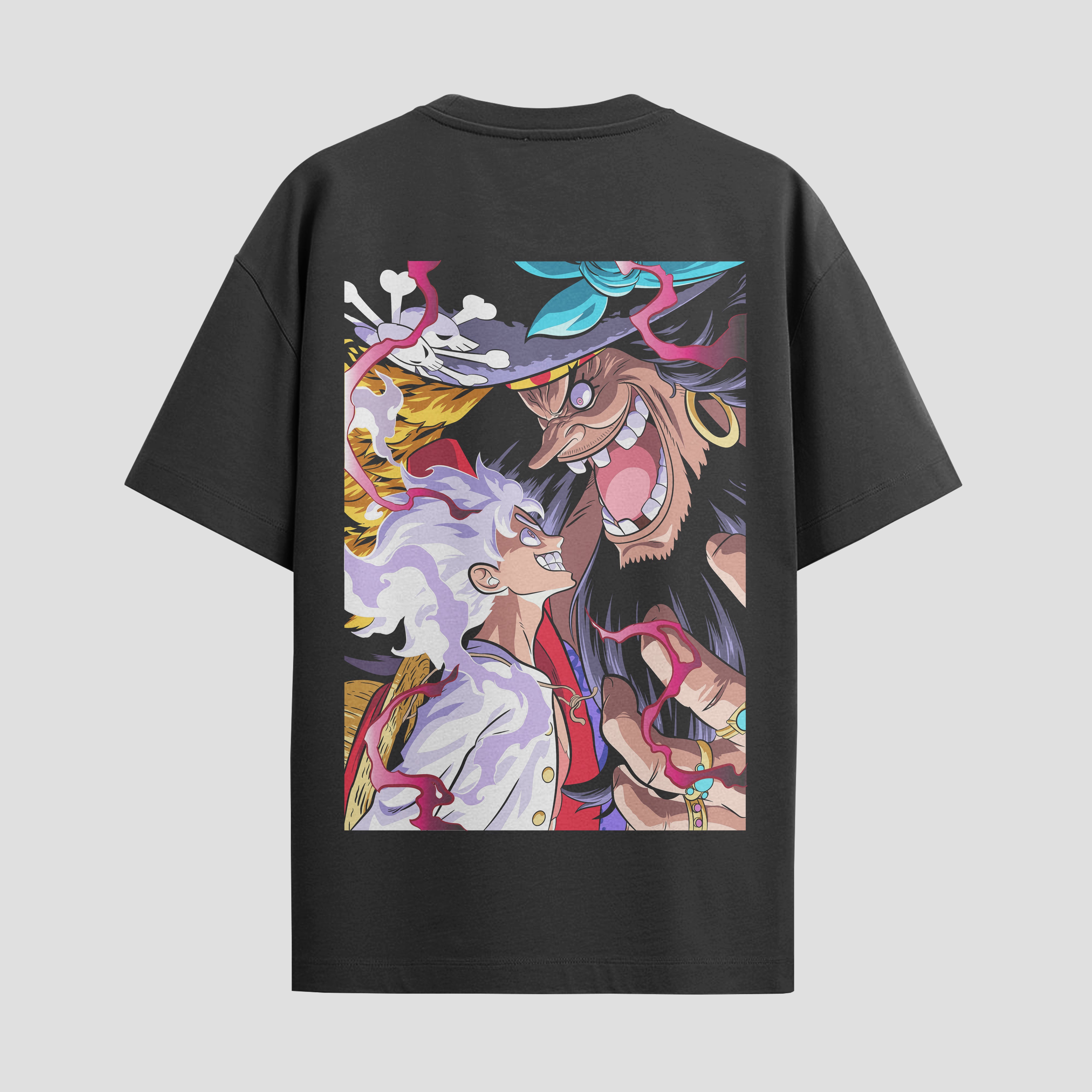 Playera urbana de anime y gaming ExtraLife MX, corte Standard Fit unisex ligero y transpirable en color Deep Black y Pure White, ropa de uso diario para gym y casual.