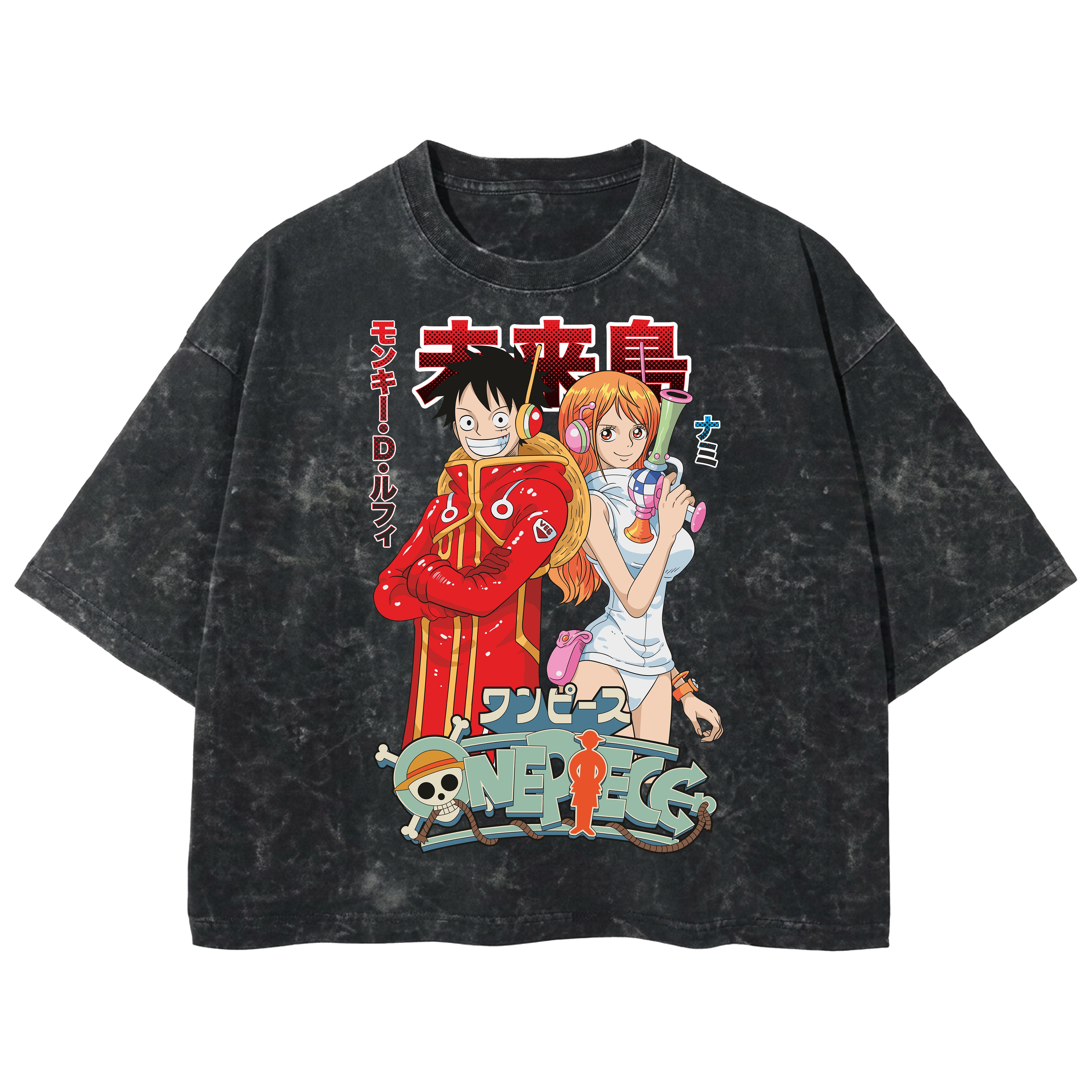 Playera streetwear premium de anime y gaming ExtraLife MX, corte boxy deluxe mineral wash heavyweight en color Acid Wash, moda urbana mexicana de culto.