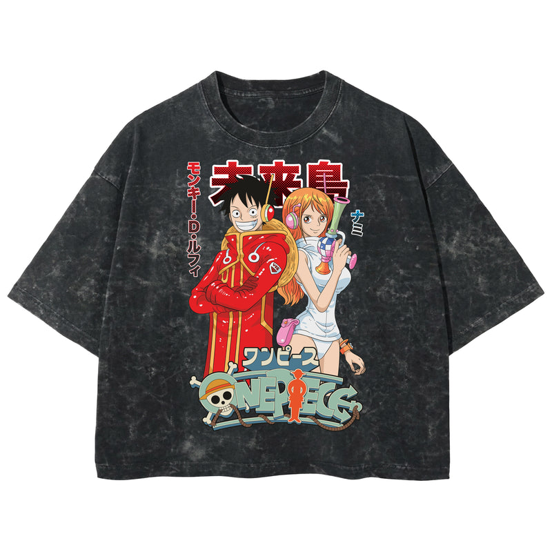 Playera streetwear premium de anime y gaming ExtraLife MX, corte boxy deluxe mineral wash heavyweight en color Acid Wash, moda urbana mexicana de culto.