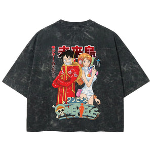 Playera streetwear premium de anime y gaming ExtraLife MX, corte boxy deluxe mineral wash heavyweight en color Acid Wash, moda urbana mexicana de culto.