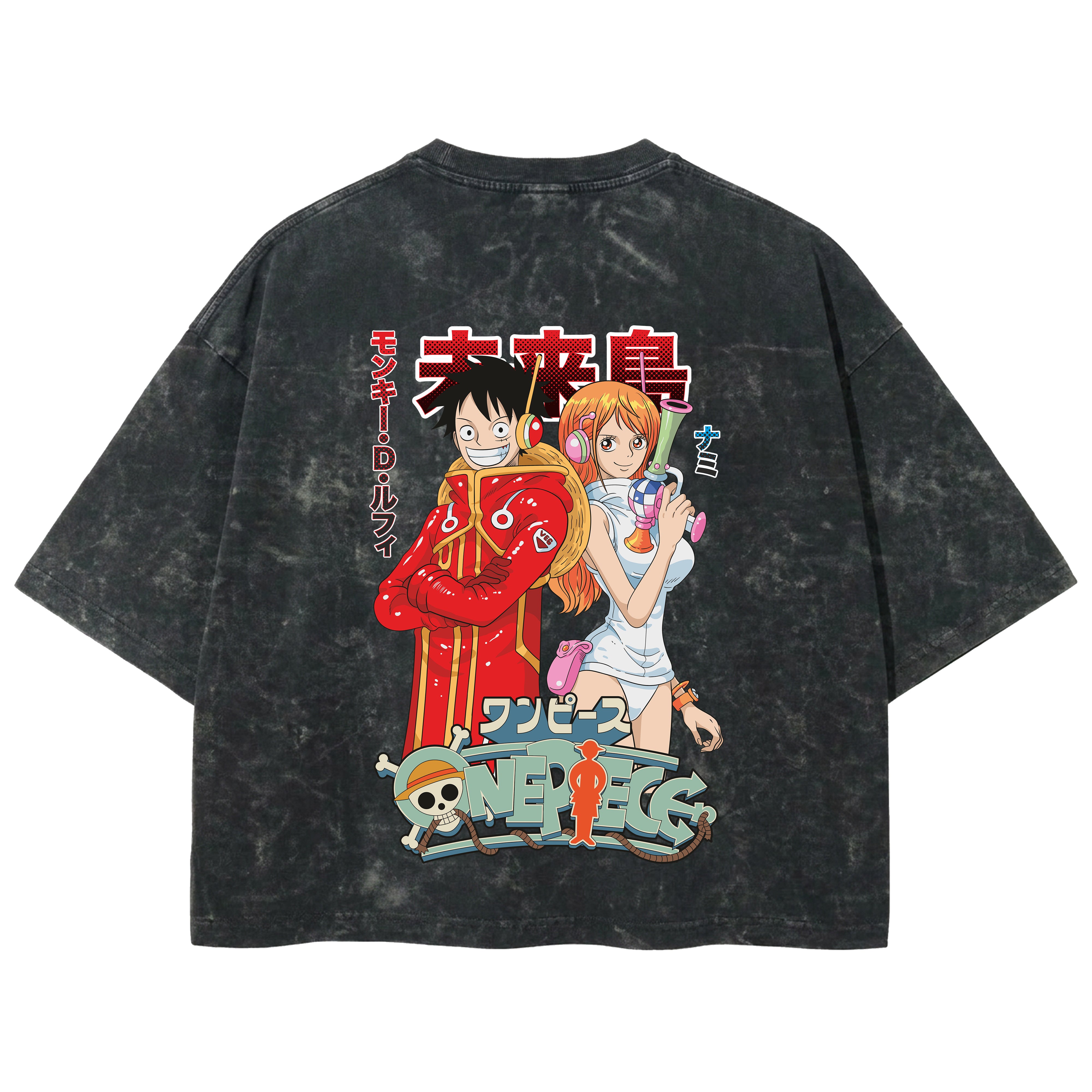 Playera streetwear premium de anime y gaming ExtraLife MX, corte boxy deluxe mineral wash heavyweight en color Acid Wash, moda urbana mexicana de culto.