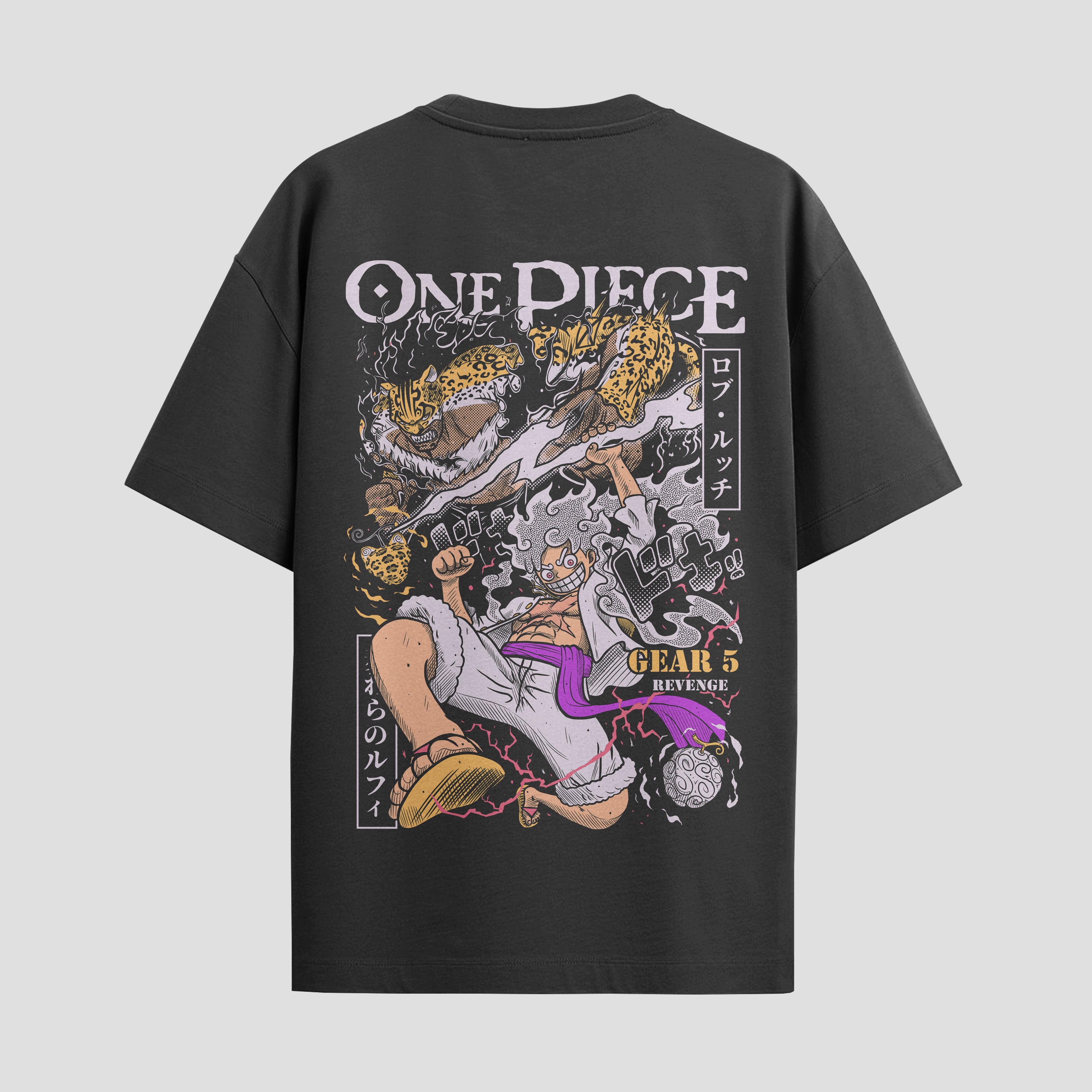 Playera urbana de anime y gaming ExtraLife MX, corte Standard Fit unisex ligero y transpirable en color Deep Black y Pure White, ropa de uso diario para gym y casual.