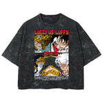 Playera streetwear premium de anime y gaming ExtraLife MX, corte boxy deluxe mineral wash heavyweight en color Acid Wash, moda urbana mexicana de culto.