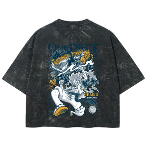 Playera streetwear premium de anime y gaming ExtraLife MX, corte boxy deluxe mineral wash heavyweight en color Acid Wash, moda urbana mexicana de culto.