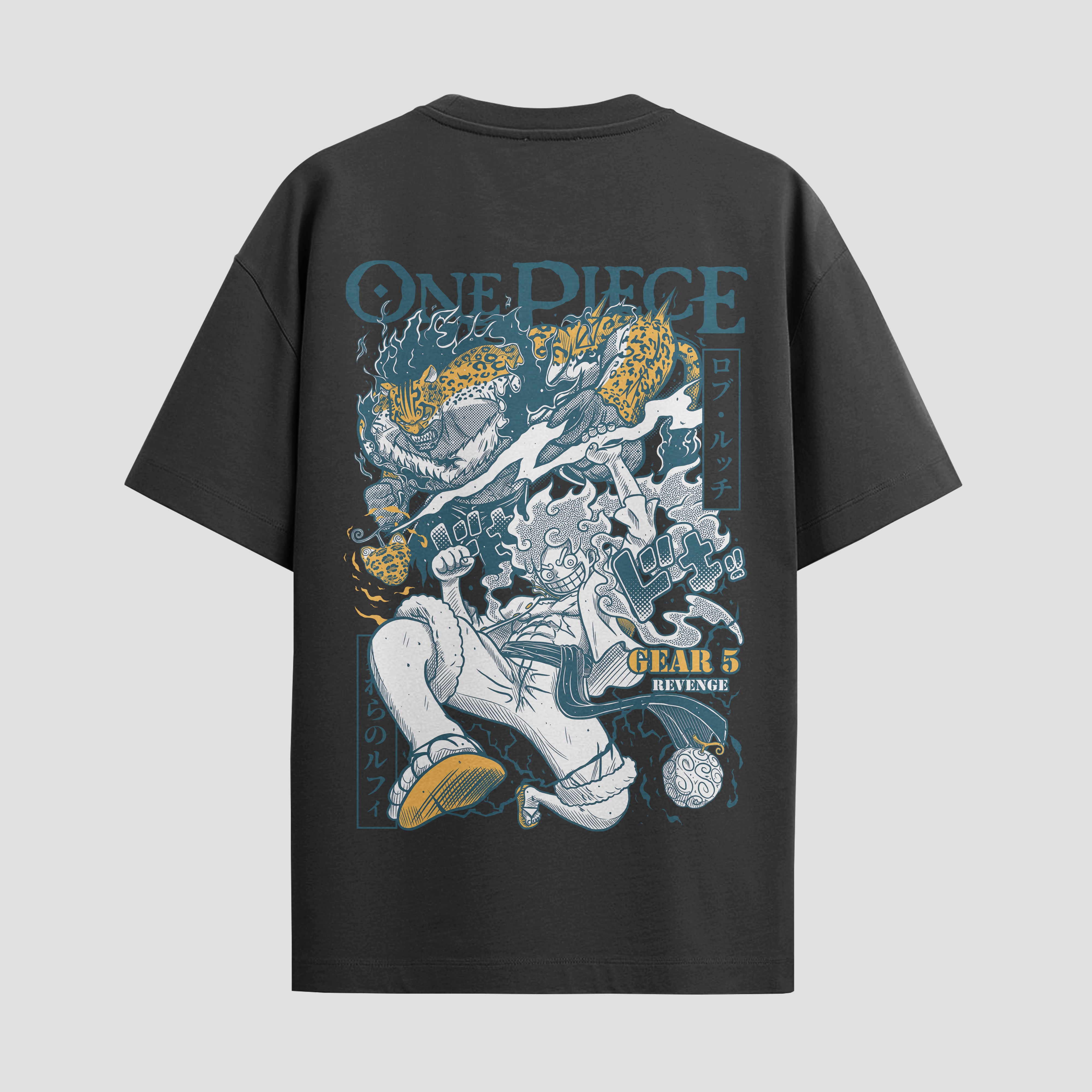 Playera urbana de anime y gaming ExtraLife MX, corte Standard Fit unisex ligero y transpirable en color Deep Black y Pure White, ropa de uso diario para gym y casual.