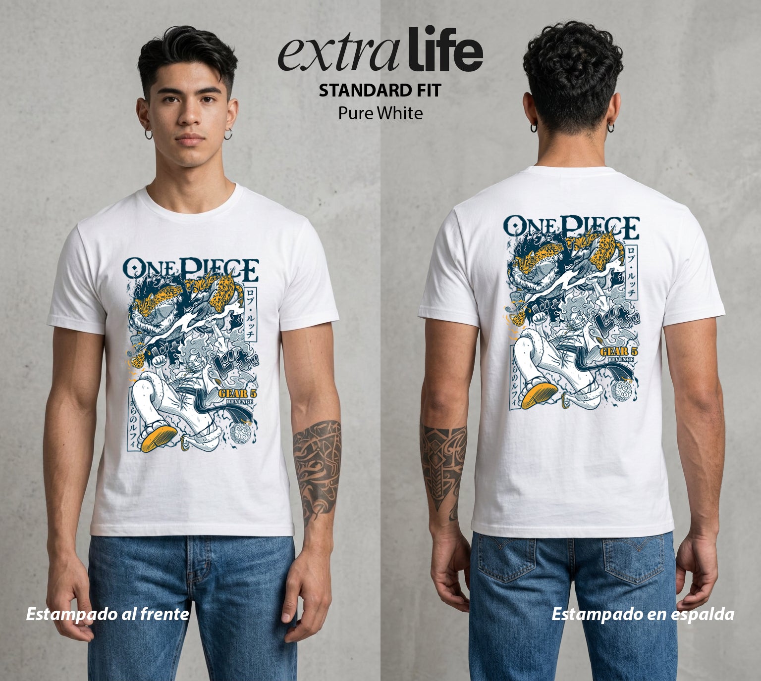 Mar de los Piratas | El del Sombrero de Paja #03235 - Playera Standard Fit | Pure White - Foto en modelo