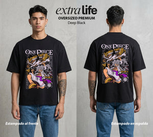 Mar de los Piratas | Hombre de Goma #03236 - Playera Oversized Premium | Deep Black - Foto en modelo