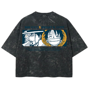 Playera streetwear premium de anime y gaming ExtraLife MX, corte boxy deluxe mineral wash heavyweight en color Acid Wash, moda urbana mexicana de culto.