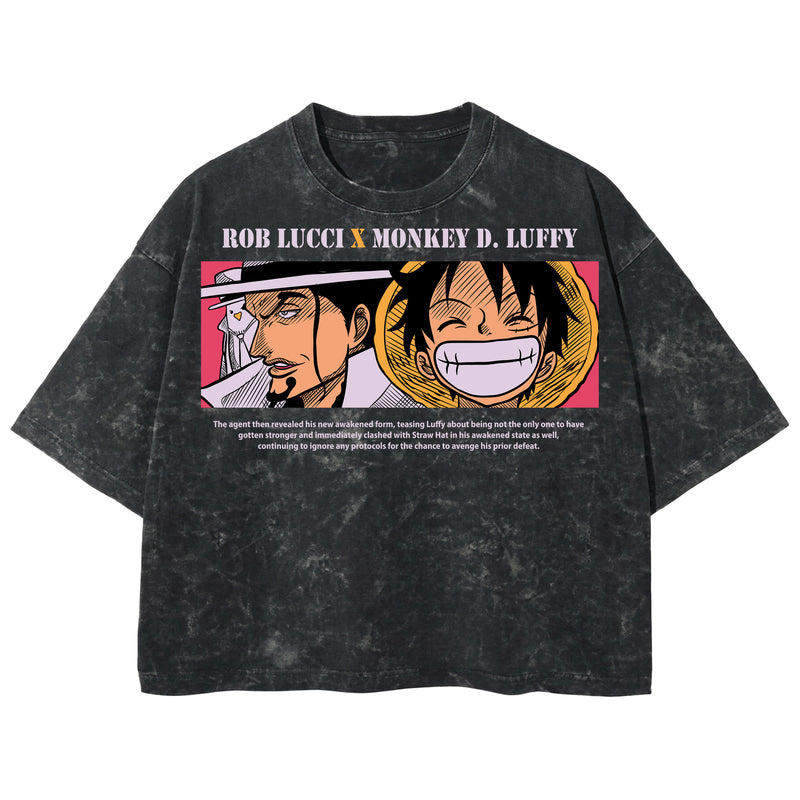 Playera streetwear premium de anime y gaming ExtraLife MX, corte boxy deluxe mineral wash heavyweight en color Acid Wash, moda urbana mexicana de culto.