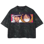 Playera streetwear premium de anime y gaming ExtraLife MX, corte boxy deluxe mineral wash heavyweight en color Acid Wash, moda urbana mexicana de culto.