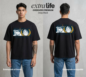 Mar de los Piratas | Rey de los Piratas #03242 - Playera Oversized Premium | Deep Black - Foto en modelo
