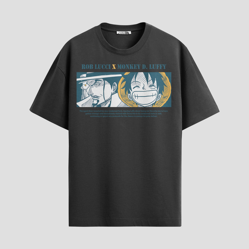 Playera urbana de anime y gaming ExtraLife MX, corte Standard Fit unisex ligero y transpirable en color Deep Black y Pure White, ropa de uso diario para gym y casual.