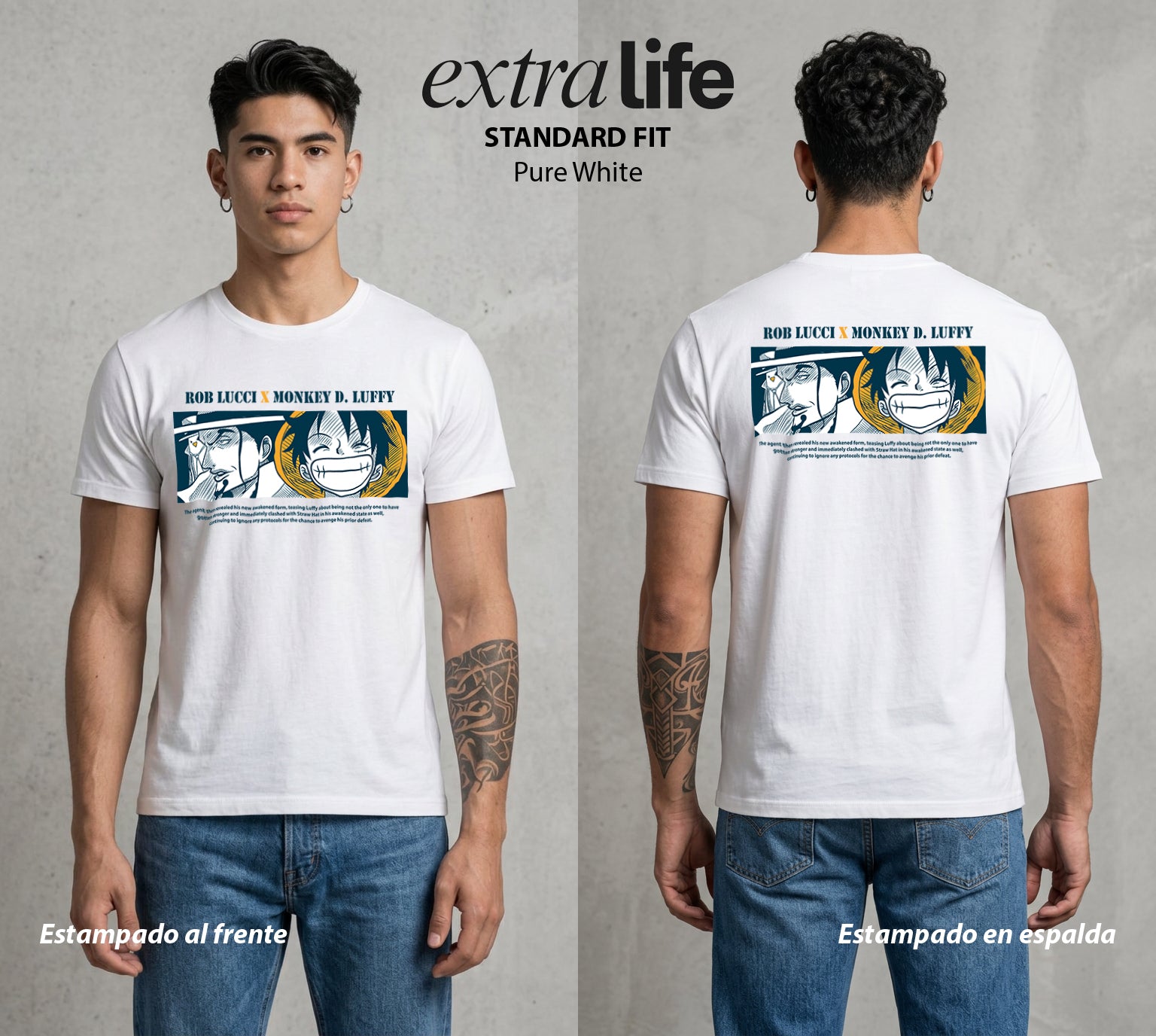 Mar de los Piratas | Rey de los Piratas #03242 - Playera Standard Fit | Pure White - Foto en modelo